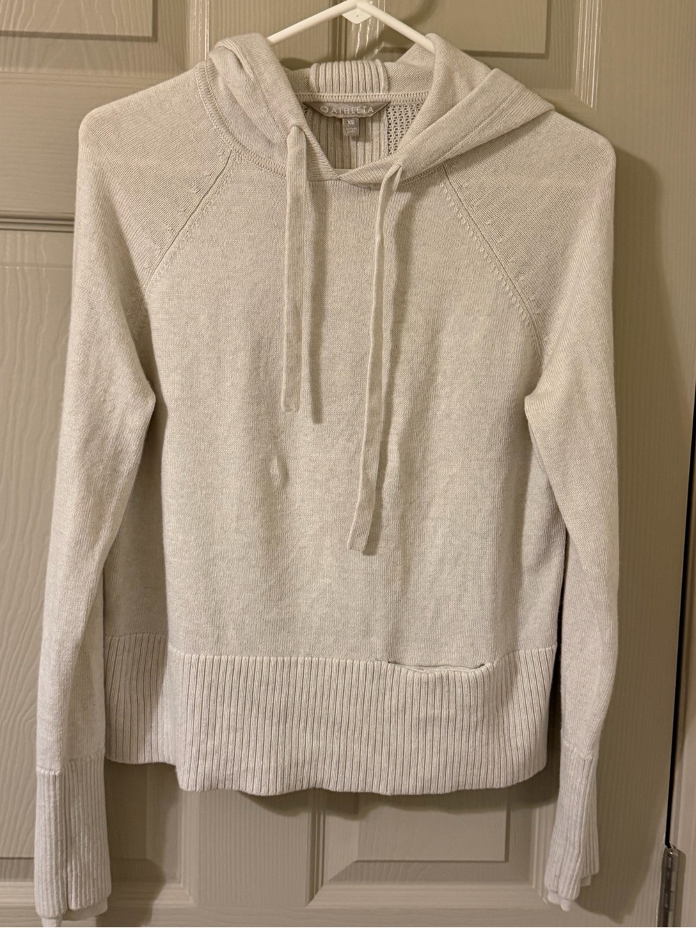 Athleta Lightweight Cream Hoodie Sweater